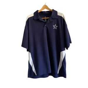 Dallas Cowboys Authentic Apparel Blue Logo Premier Synthetic Polo Shirt Size XL